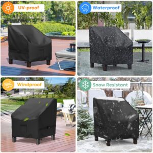 Outdoor Chair Covers For Patio Furniture Waterproof, Gorpche Patio Chairs Covers with Fastener Windproof Buckle Straps, Heavy Duty Lawn Outdoor Furniture Covers fits up to 31 x 33 x 36 inches(2 Pack)