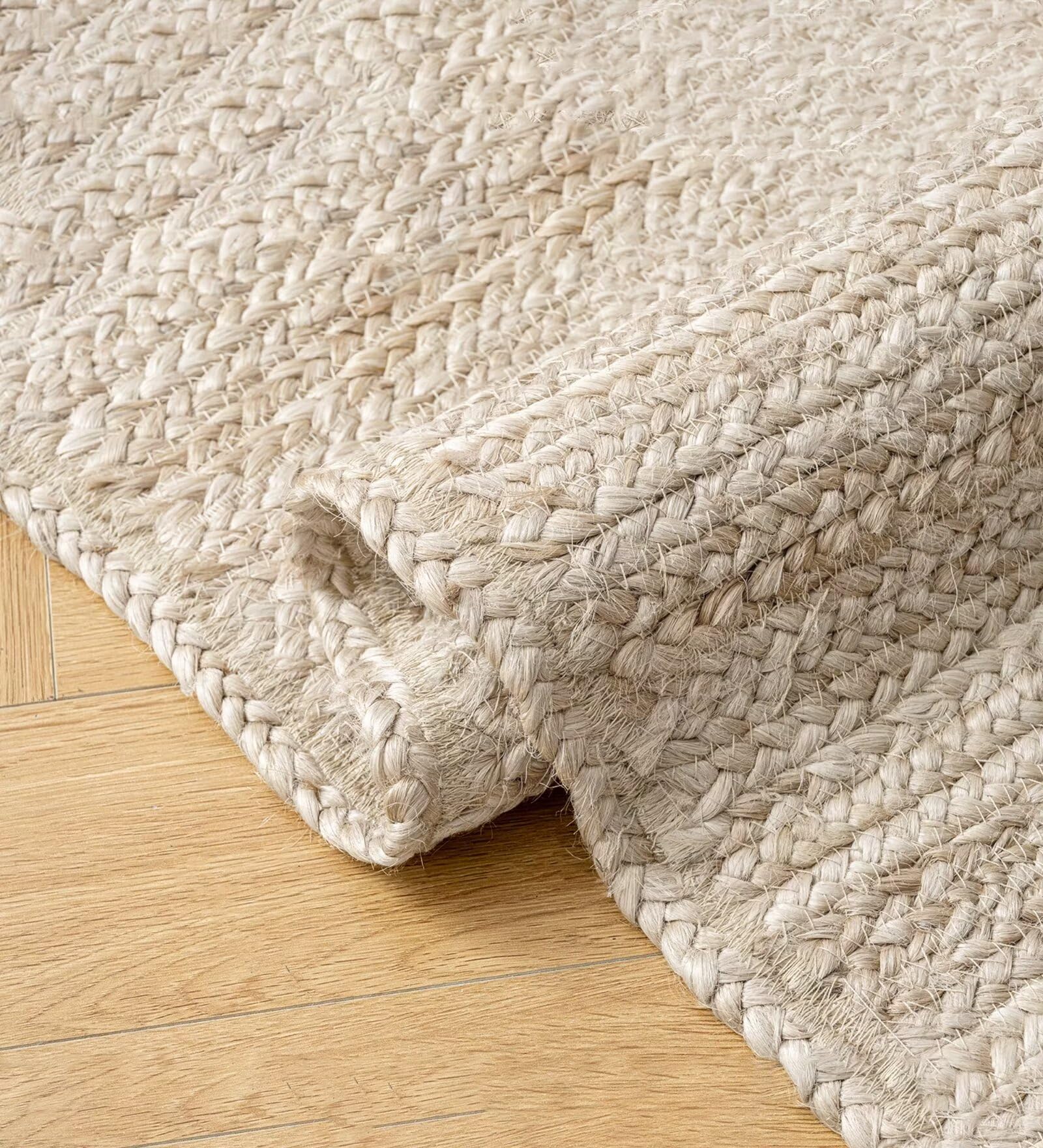 Shatex 5x8Ft Handrafted Jute Rugs,Chunky Textured Indoor/Outdoor Rugs,Solid Rustic Farmhouse Style, for Bedroom Living Room Dining Room, Off-White