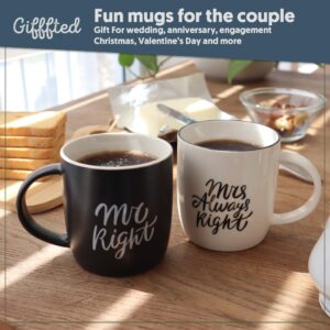 Triple Gifffted Mr Right Mrs Always Right Coffee Mugs Gifts Ideas for Couples, Wedding Anniversary, Engagement, Christmas, His & Hers, Bride and Groom, Parents, Newlyweds Bridal Shower, Ceramic 380ml