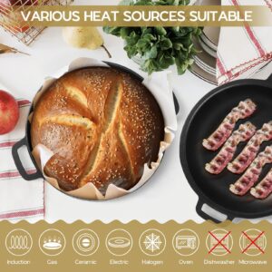 TeamFar 5QT Dutch Oven Pot With Lid, 2-in-1 Pre-seasoned Cast Iron Dutch Oven Stock Pot with Lid for Bread Baking, Healthy & Fit Various Heat Sources