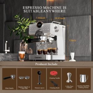 Empstorm 20 Bar Espresso Maker, Espresso Machine with Milk Frother Steam Wand, Compact Espresso Coffee Machine with for Cappuccino, Latte, Fast Heating (EM-CB1-01)