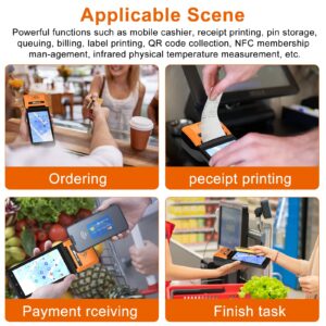 alacrity POS Receipt Printer, Handheld PDA Printer Mobile POS Machine 5.5" Touch Screen 58mm Thermal Printer Android 8.1 Support 4G WiFi Bluetooth Communication Orange