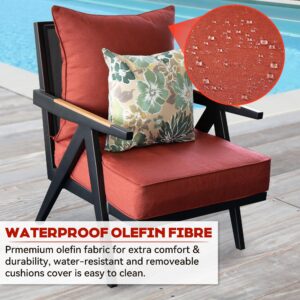 24x24 Outdoor Cushions,Outdoor Deep Seat Cushion Set,Olefin Fabric Patio Furniture Cushions,Deep Seat Bottom and Back Cushion for Chair,Sofa, and Couch,Ruby Red (Set of 2 Seats,2 Backs,2 Pillows)