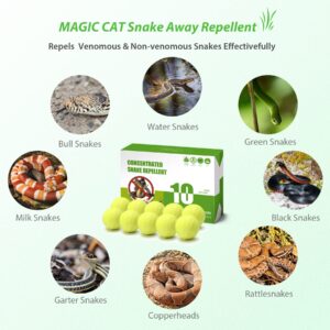 MAGIC CAT Snake Repellent for Yard, 10 Pack Natural Snake Away Repellent for Outdoor & Indoor Snake Pest Control, Powerful Anti-Snake Barrier Ball Pet Family Safe for Home Lawn Garden Camping Fishing