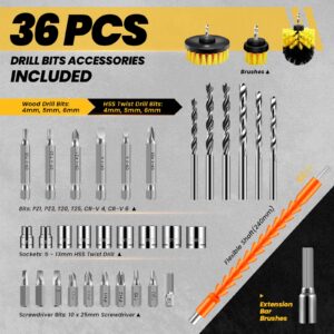 SakerPlus Cordless Drill Set with Drill Bits,22V Brushless Electric Screwdriver Driver Tool Kit,3/8-Inch Keyless Chuck,2 Variable Speeds,430 In-lbs Torque Battery Powered Drills for Home Repair & DIY