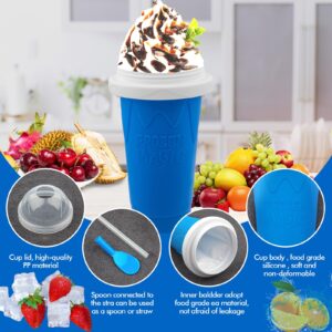 Slushie Maker Cup - DIY Magic Slushy Maker Squeeze Cup, Portable Smoothie Squeeze Cup for Juices, Milk and Ice Cream Make, Double Layer Squeeze Slushy Maker Cup, Birthday Gifts for Friends&Family Blue