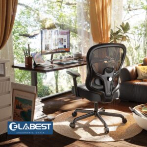 ELABEST Ergonomic Office Chair,Home Desk Chair with Mesh Back,Adjustable Lumbar Support,Built-in Springs Wide Seat,Executive Task Chair with 3-D Big Armrests,Tilt Function,Computer Desk Chair