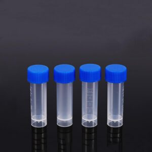 Yaphetss 24Pcs 5ml Plastic Test Tubes with Screw Caps Small Bottle Vial Storage Container Graduated Sample Bottles for Lab, Transparent, FBA-GUS0087638