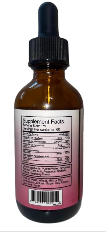 Liquid Vitamin B-12 Complex Drops for Dogs and Cats - Nutritionally Balanced Vet Formulated - Energy, Appetite, Mood - Recovery - Helps Cognition and Brain, Joints, Skin, Digestion