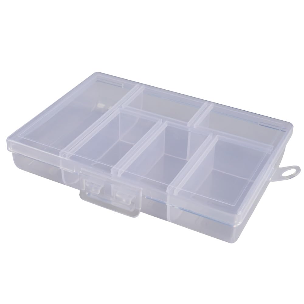 Craft County Small Clear Plastic Organizer – Store Craft Supplies, Beads, and Other Small Items – 6 Compartments