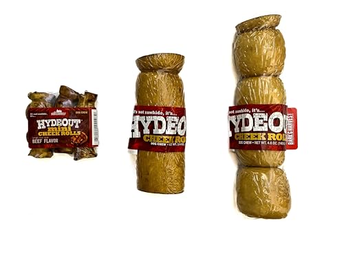 Superior Farms Pet Provisions Hydeout All-Natural Mini Cheek Rolls for Small Dogs, Beef Flavor, 3 Pack, 4.2oz / 120g