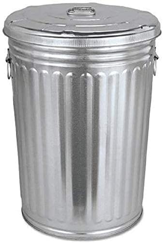 Plexon Pre-Galvanized Trash Can with Lid Round, Steel, 20gal, Grey, Outdoor Garbage Can., 45520GALLONWLID