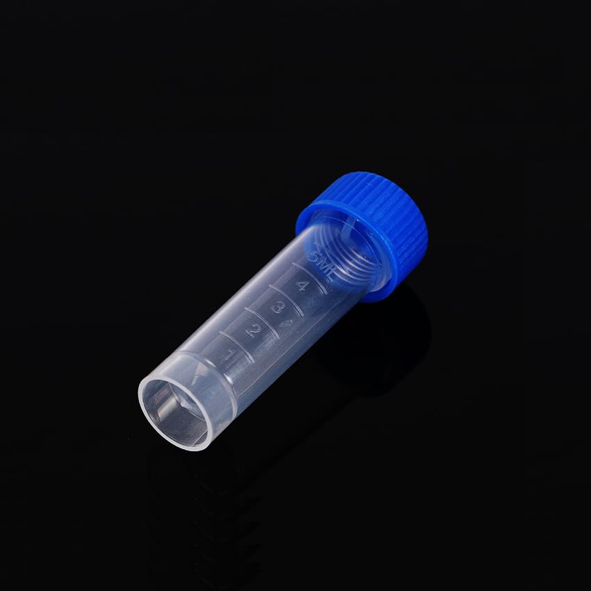 Yaphetss 24Pcs 5ml Plastic Test Tubes with Screw Caps Small Bottle Vial Storage Container Graduated Sample Bottles for Lab, Transparent, FBA-GUS0087638