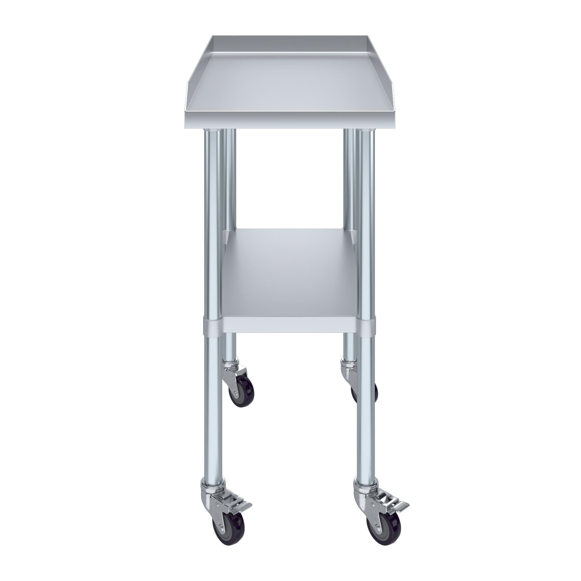 AmGood Commercial Work Table with Backsplash and Sidesplashes with Casters | NSF (Stainless Steel Table with Sideguards + casters, 18" Long x 30" Deep)