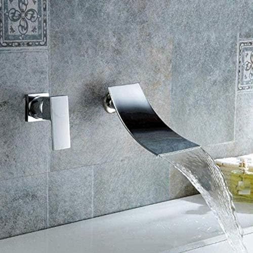 Faucet Kitchen Tap Bathtub Faucet Chrome Brass Wall Mount Waterfall Bathroom Faucet Big Square Spout Single Lever Basin Mixer Tap Faucet, Bathroom Faucet