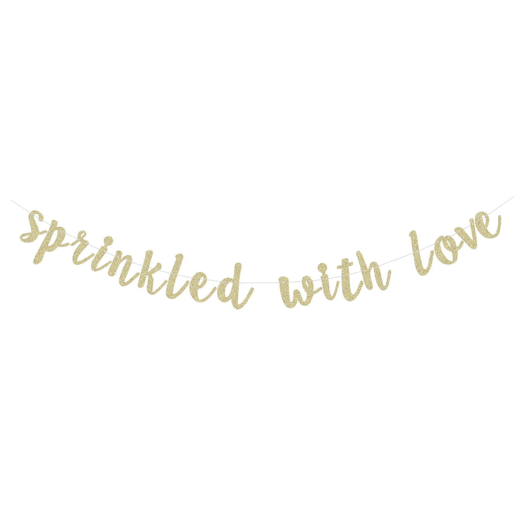 Gold Glitter Sprinkled with Love Banner for Baby Shower Bridal Shower Gender Reveal Party Paper Sign Dessert Bar Bunting