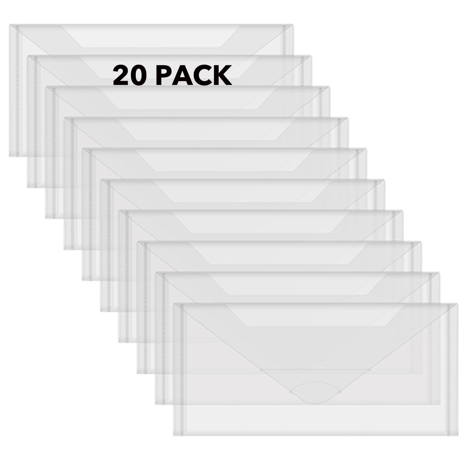 Briartw 20 Pack Storage Bag,4.5x9.5" Resealable Plastic Envelopes Pockets for Cutting Dies Stencil Crafts Organizer Holder,Clear Storage Envelopes for Clear Stamp,Die Cuts,scrapbook Paper