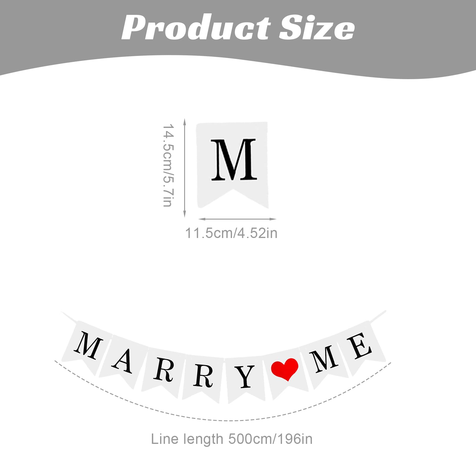 Marry Me Banner 16.4 Feet, White Marry Me Sign for Wedding Proposal Decorations, Marry Me Letters for Valentine's Day Engagement Marriage Bridal Shower