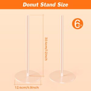 Dooiclear Donut Stand 6 Pack, Acrylic Bagel Stand, Clear Doughnut Holder, Donut Display Stand for Dessert Table, Bagel Display Tower for Birthday, Wedding, Baby Shower, Christmas, Party