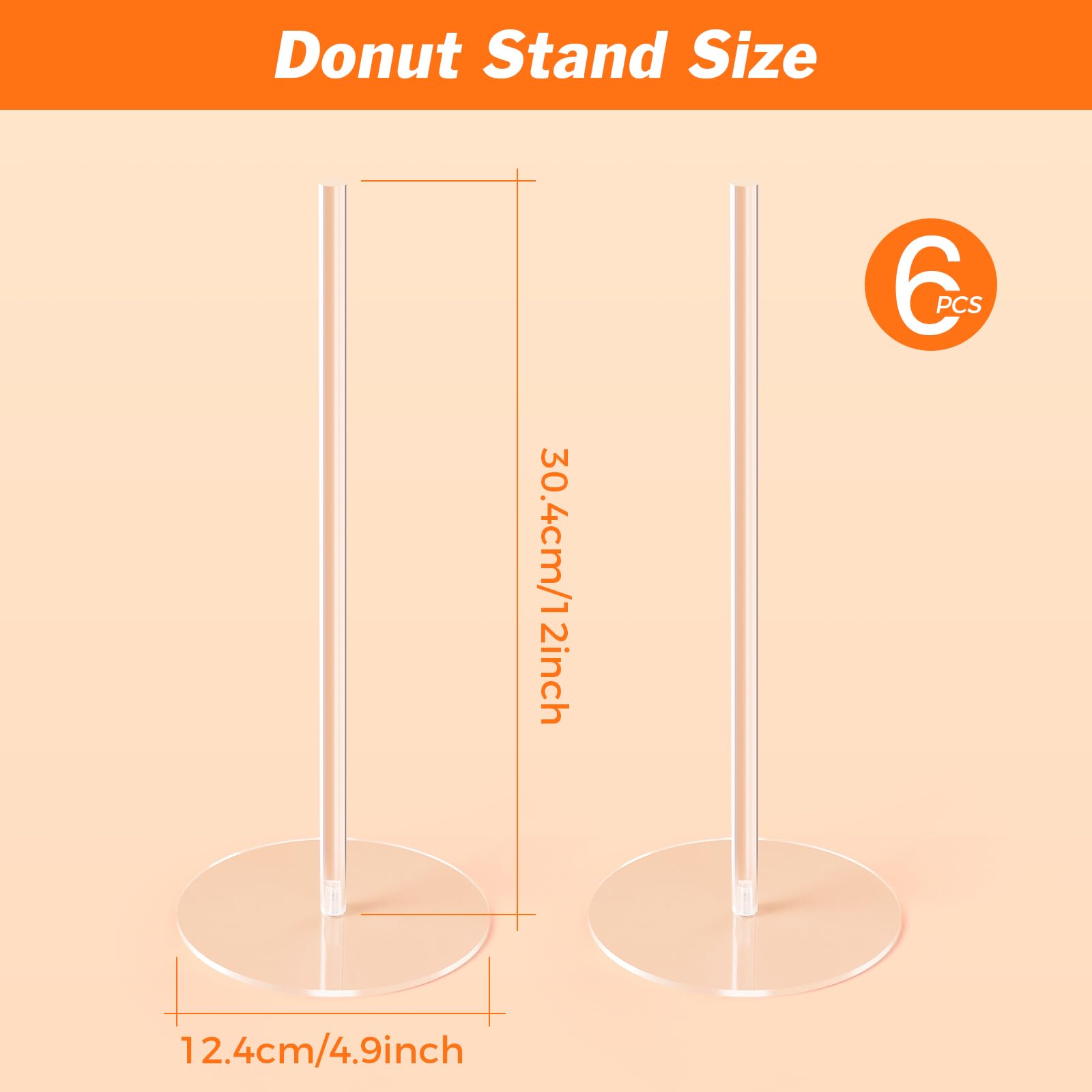 Dooiclear Donut Stand 6 Pack, Acrylic Bagel Stand, Clear Doughnut Holder, Donut Display Stand for Dessert Table, Bagel Display Tower for Birthday, Wedding, Baby Shower, Christmas, Party