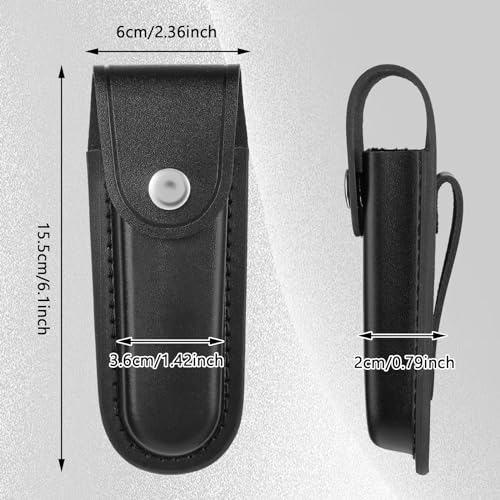 Mabor Pocket Knife Sheath 5 Inch Leather Knife Holster Portable Pocket Knife Belt Holder with Snap Closure and Belt Loop Accessory for Outdoor Climbing Camping Cycling