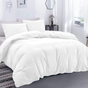 TASHMIA Hotel Luxury 800 TC, King/Califonia King 94x104 Size 3-Pieces Duvet Cover 100% Egyptian Cotton Hidden Zipper Closer & Corner Ties Breathable and Fade Resistant,White Solid