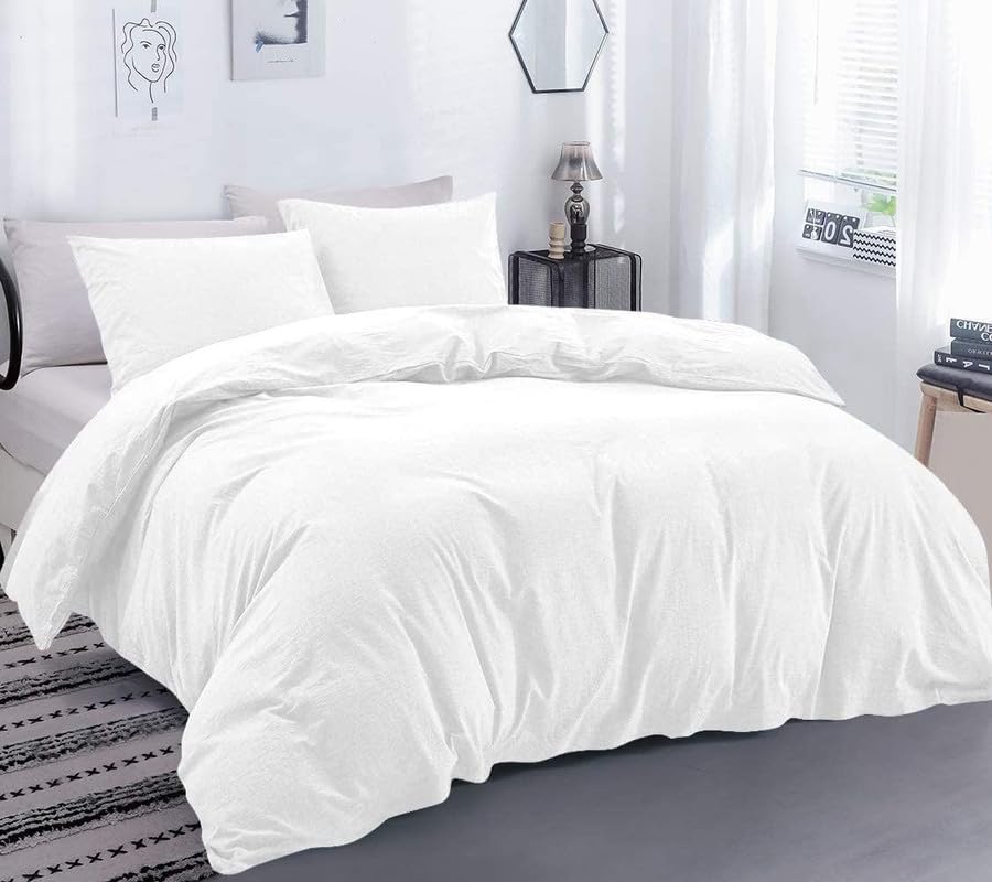 TASHMIA Hotel Luxury 800 TC, King/Califonia King 94x104 Size 3-Pieces Duvet Cover 100% Egyptian Cotton Hidden Zipper Closer & Corner Ties Breathable and Fade Resistant,White Solid