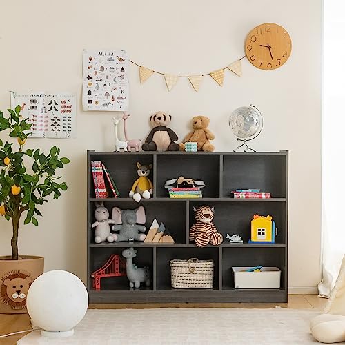 Giantex Wood 8 Cube Bookcase, Open Freestanding 3-Tier Bookshelf, Multipurpose Display Shelf for Living Room, Bedroom, Children's Playroom, Reading Room