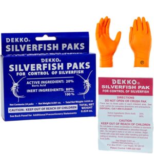 silverfish elimination kit: effective pest control with 24 silverfish paks in 1 box | eco-friendly formula | premium usa supply gloves for safe eradication | usa supply pest id card