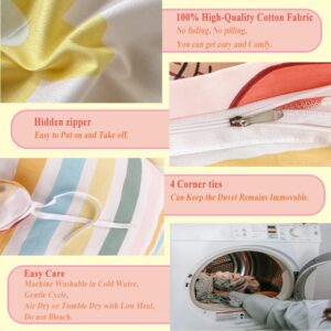 OranFran 100% Cotton Kids Duvet Cover,Pink Peach Duvet Cover Set,Kawaii Bedding Set Twin,Cute Comforter Cover for Girls Boys(Peach,Twin)