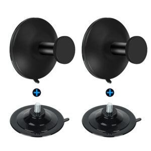 sayayo suction cup hooks for shower, matte black suction towel hook for glass window, sus 304 stainless steel bathroom hooks for glass door, mirror, tile, 2pcs