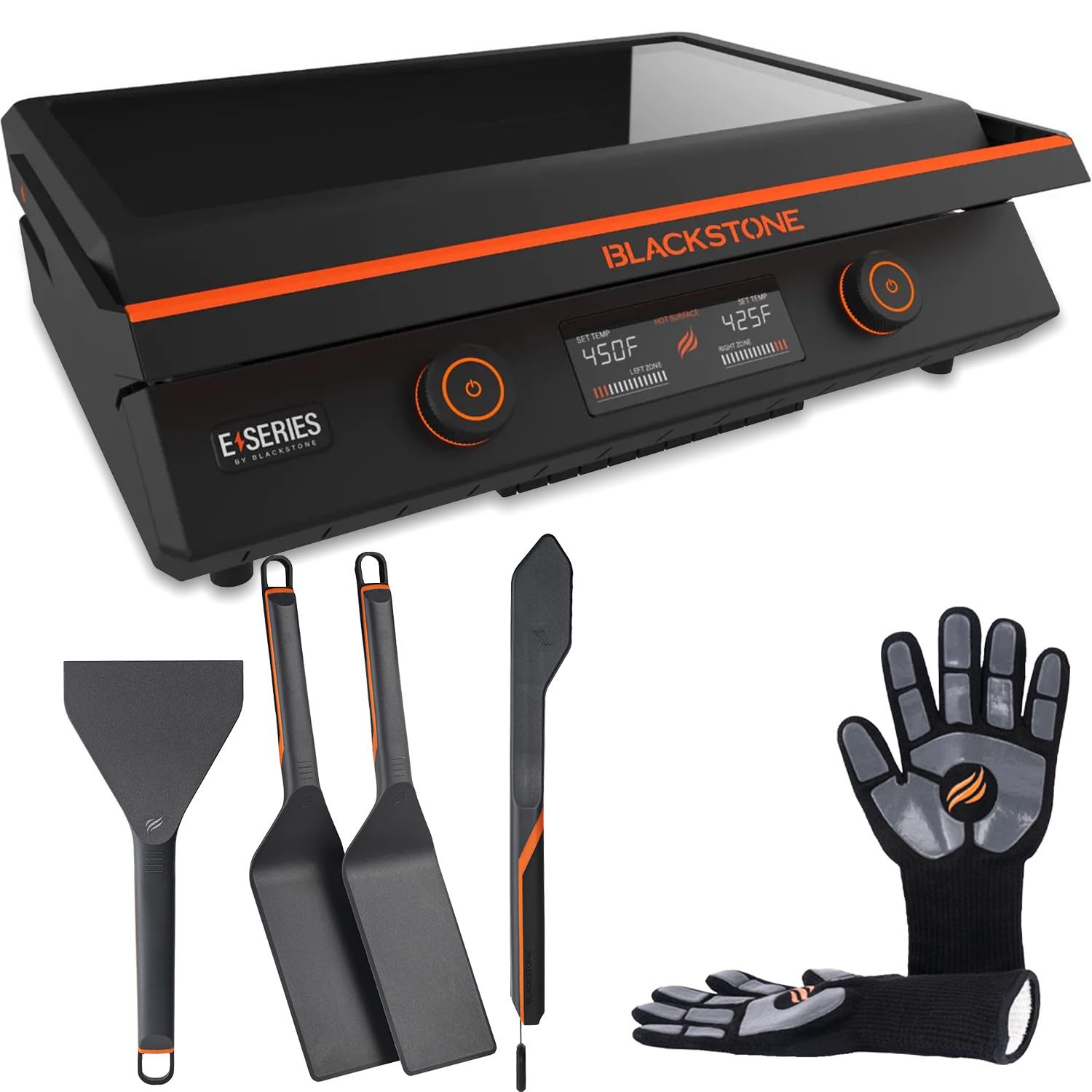 22 Inch Blackstone Electric Griddle Nonstick with Lid, 8001 E-Series Tabletop Large Griddle with Blackstone Griddle Accessories For Indoor and Outdoor Use and Blackstone Griddle Gloves Included