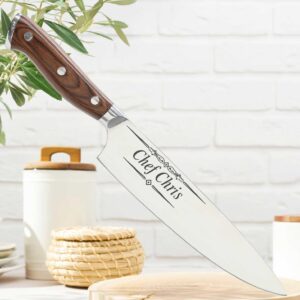 Custom Chef Stainless Kitchen 8-inch Knife with Sheath and Box, Laser Engraved Personalization Gift for Him, Her, Birthday, Housewarming, Anniversary, Kitchen Cooking Knife Gift Set