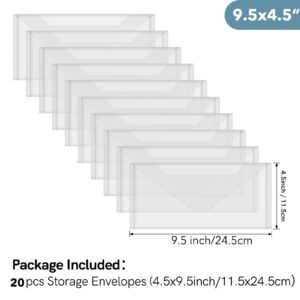 Briartw 20 Pack Storage Bag,4.5x9.5" Resealable Plastic Envelopes Pockets for Cutting Dies Stencil Crafts Organizer Holder,Clear Storage Envelopes for Clear Stamp,Die Cuts,scrapbook Paper