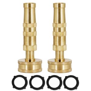 sicilamiu adjustable twist hose nozzle, 4" heavy-duty brass hose nozzle garden sprayer with 4 rubber washers for garden watering patio lawn car washing driveway cleaning, 2 pack