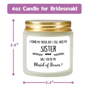 Vellsenne Scented Candle Bridesmaid Proposal Gifts - Lavender Soy Wax Candle - Maid of Honor Proposal Gifts - Will You be My Maid of Honor Gifts for Friends Girls Women 4oz