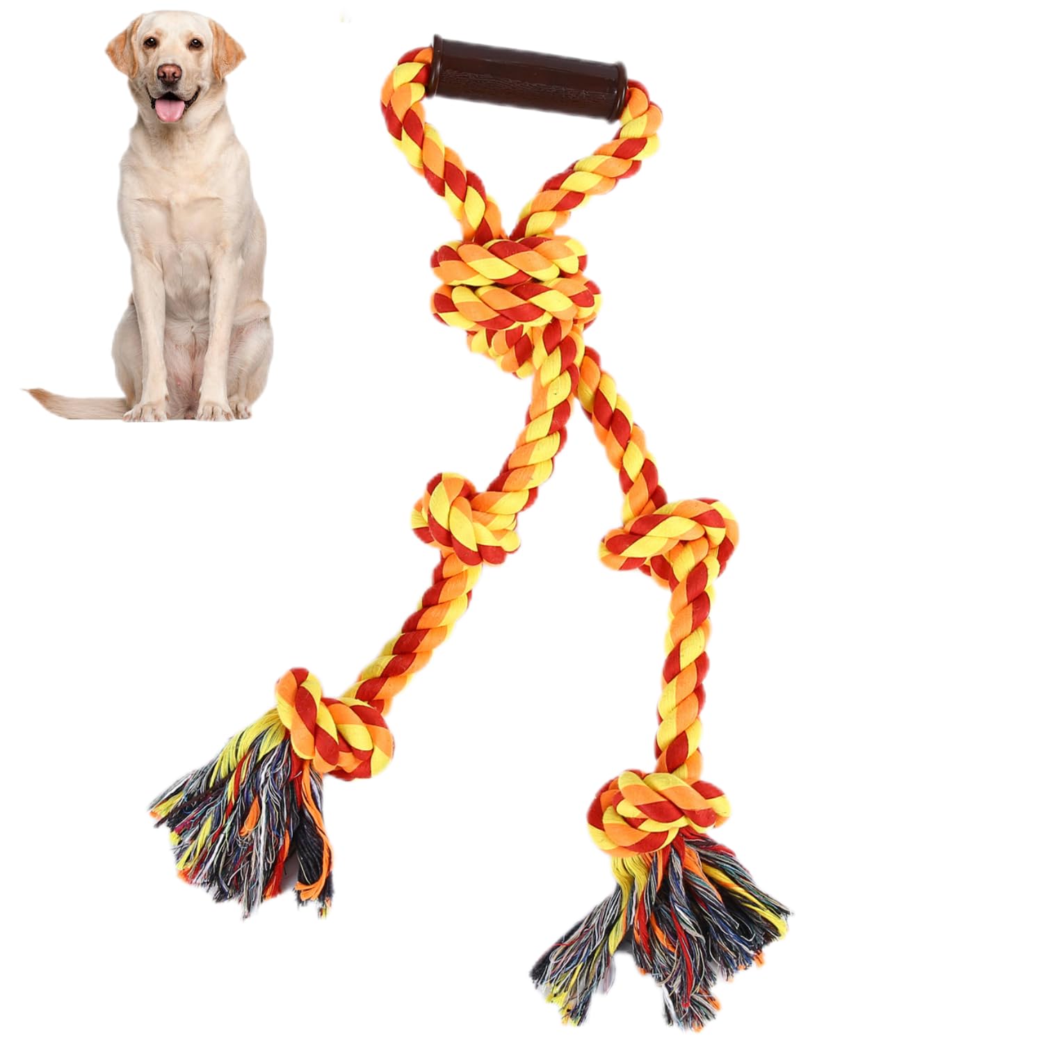 YORUWAN Dog Rope Toys for Aggressive Chewers Large Breeds, Interactive Toys,Tough Dog Chew Toys for Large and Medium Dogs, Indestructible Dental Cleaning Dog Tug of War Toys (Orange)