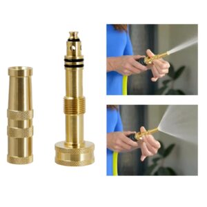 SICILAMIU Adjustable Twist Hose Nozzle, 4" Heavy-Duty Brass Hose Nozzle Garden Sprayer with 4 Rubber Washers for Garden Watering Patio Lawn Car Washing Driveway Cleaning, 2 Pack