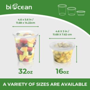 biocean 32 Oz Resuable Deli Containers With Lids Freezer Food Storage Containers Airtight Bulk 24 Set BPA-Free Plastic Soup Container Microwave Leakproof Deli Cups For Meal Prep,Leftover-Home/Takeout