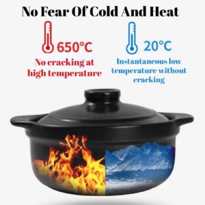 GOVNPJ Korean Stone Pot, Ceramic Sizzling Hot Pot for Bibimbap Korean Stone Bowl with Lid and Trivet 40 oz Clay Pot for Cooking, Korean Cooking Pot Korean Pot for Cooking Hot Pot Soup Meat Rice