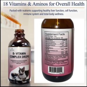 Liquid Vitamin B-12 Complex Drops for Dogs and Cats - Nutritionally Balanced Vet Formulated - Energy, Appetite, Mood - Recovery - Helps Cognition and Brain, Joints, Skin, Digestion