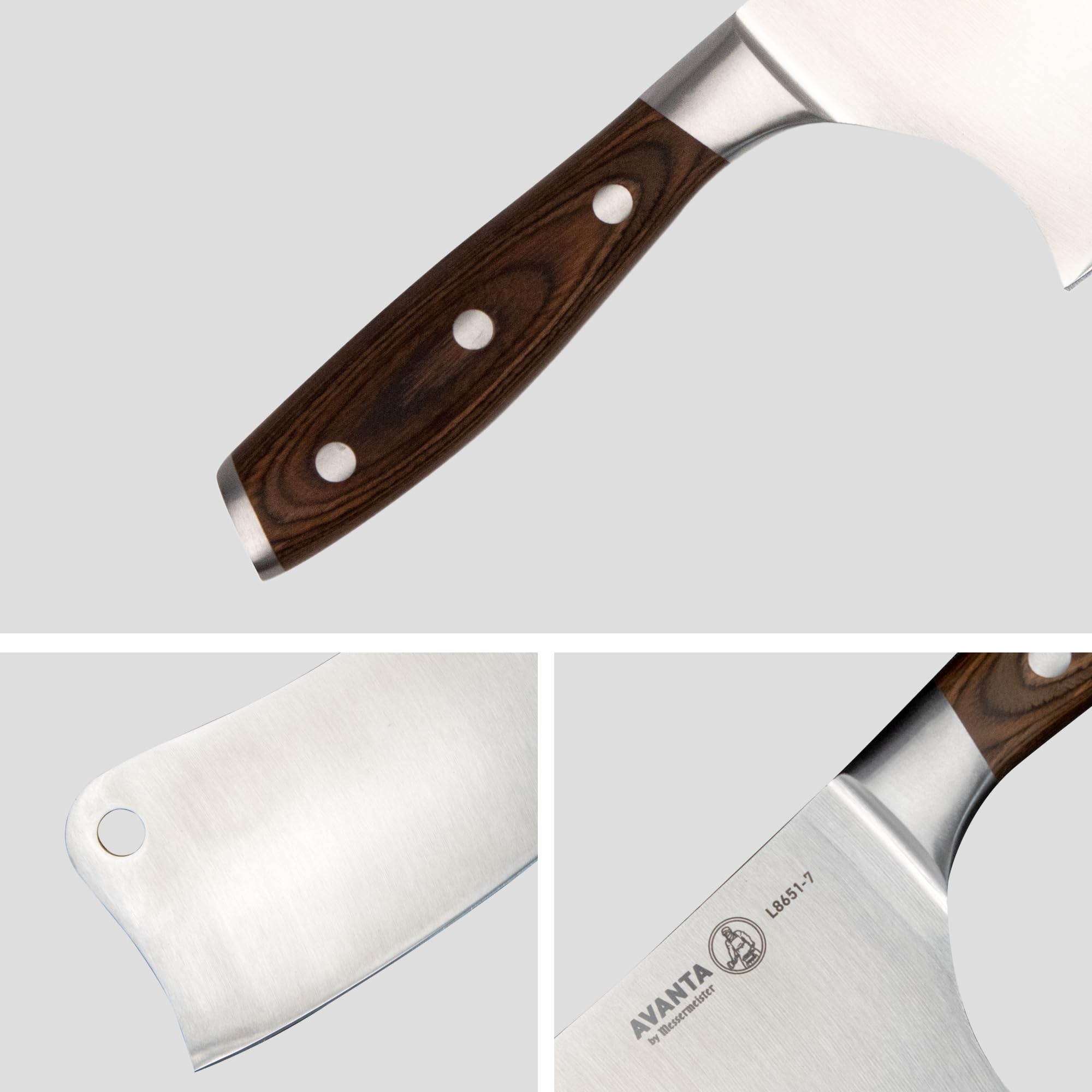 Messermeister Avanta 7” Heavy Meat Cleaver - German X50 Stainless Steel - Rust Resistant & Easy to Maintain