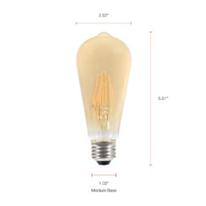 LEDVANCE (case of 8 Bulbs) Sylvania LED Vintage Filament ST19 Light Bulb, 60 watt Equivalent Using only 7 watts, Medium Base, 590 Lumens, Dimmable, 2175K, Amber Glow (40329)