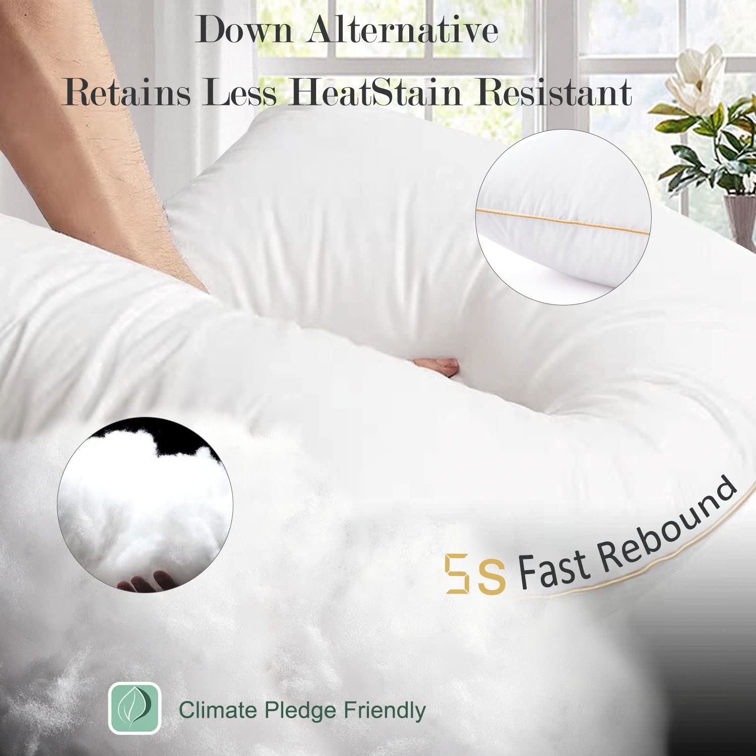 Pillows Queen Size Set of 2, Luxury Hotel Quality Pillows, Premium Soft Down Alternative Pillows for Bed, Comfortable and Supportive Pillows for Back, Stomach or Side Sleepers