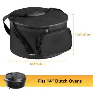 SIRUITON Dutch Oven Bag,Suit for 14 Inch Dutch Oven, Carry Bag with Extra Inner Crossed Straps & Pockets