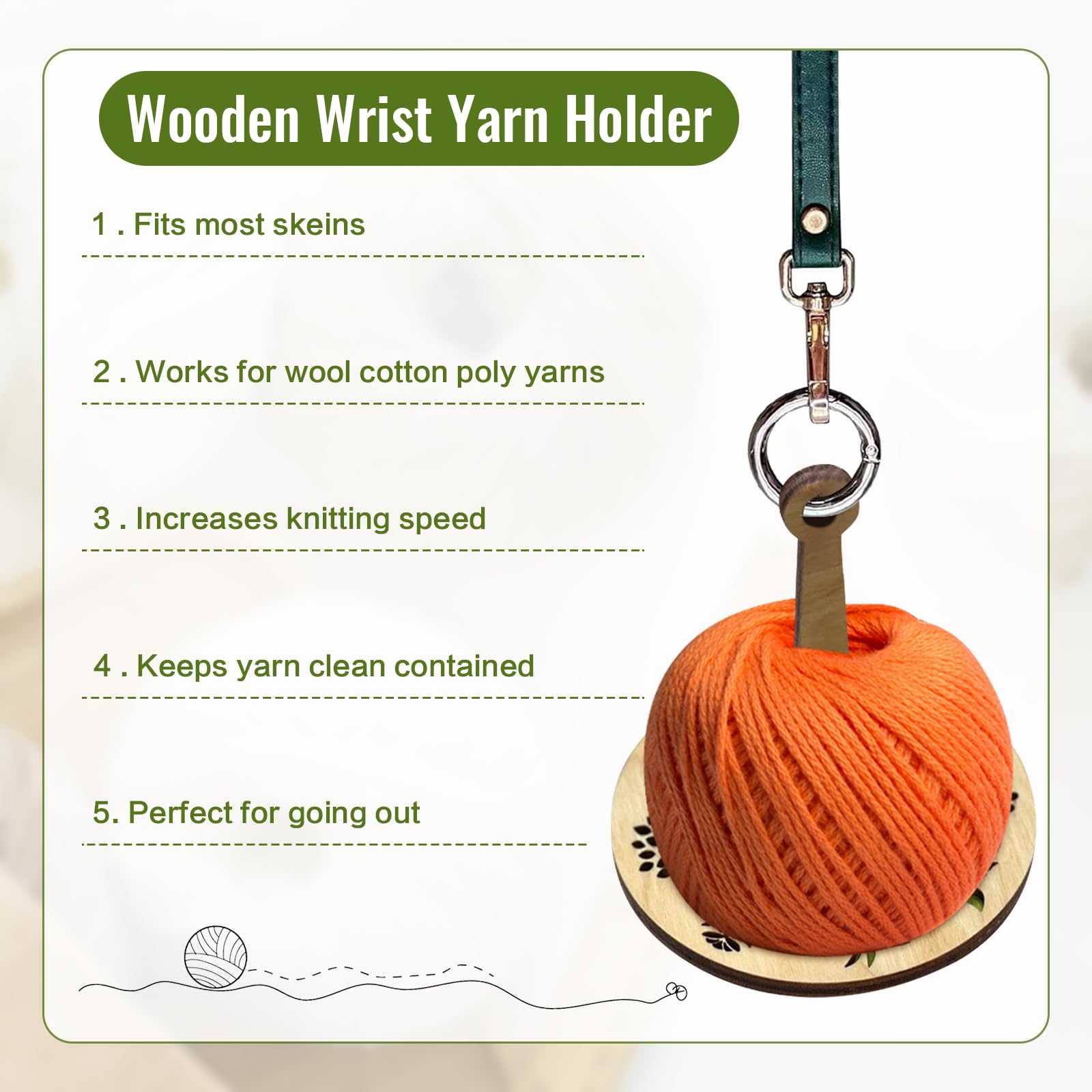 Portable Wrist Yarn Holder,Wrist Pendant Yarn Holder Spinner,Portable Yarn Holder with Wrist Strap,Mini Minder Prevents Magnetic Yarn Pendulum for Every Knitting and Crochet Enthusiast