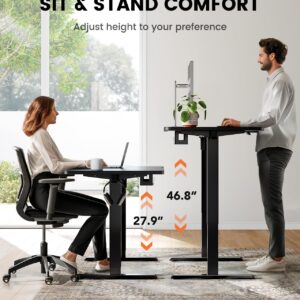 ErGear Whole Piece Standing Desk, 40x24 inch Adjustable Stand Up Desk with Cable Management Tray, Electric Computer Desk Workstation for Home Office, Black, EGESD63B