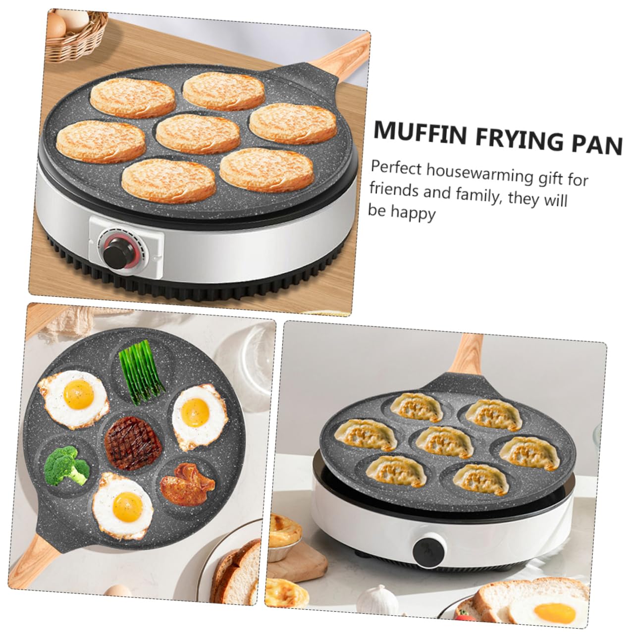 DECHOUS 1pc Seven-hole Egg Frying Pan Outdoor Cooking Stove Non Stick Frying Pans Non Stick Skillets Outdoor Cookware Frypan Nonstick One Egg Frying Pan Flat Skillet Bakelite Mold Dumpling