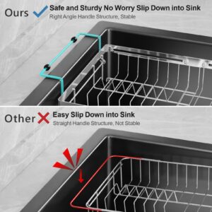 GSlife Expandable in Sink Dish Drying Rack - Stainless Steel Capacity Adjustable Over The Sink Dish Rack (10.8''-17.9''), Dish Drainer for Kitchen Sink Counter with Utensil Holder, Silver