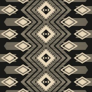 Bohemian Tribal Black Beige Washable Soft Wool Area Rugs for Living Room Bedroom Non Shedding Moroccan Southwest Carpet Under Dining Table Lux Home Office Floor Rug 6x10